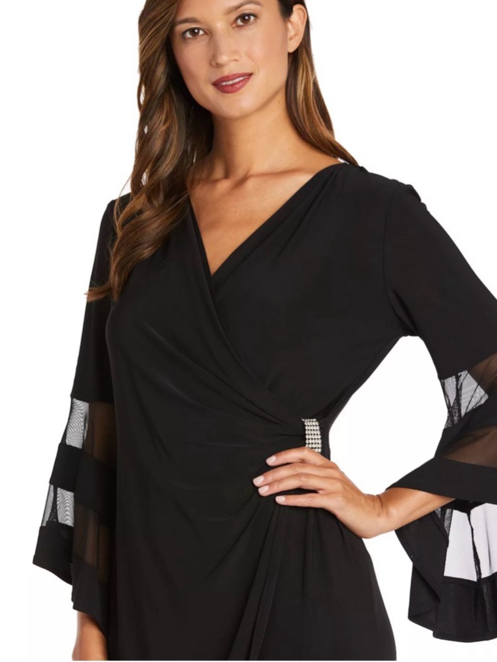 NWT Richards Black V-neck Bell Sleeve Cocktail Dress🌺Fridays event  price